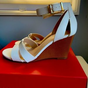 Kelly and Katie White Wedge Sandals